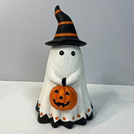 Halloween Ghost Pumpkin Resin Decoration — Festive Seasonal Sculpture