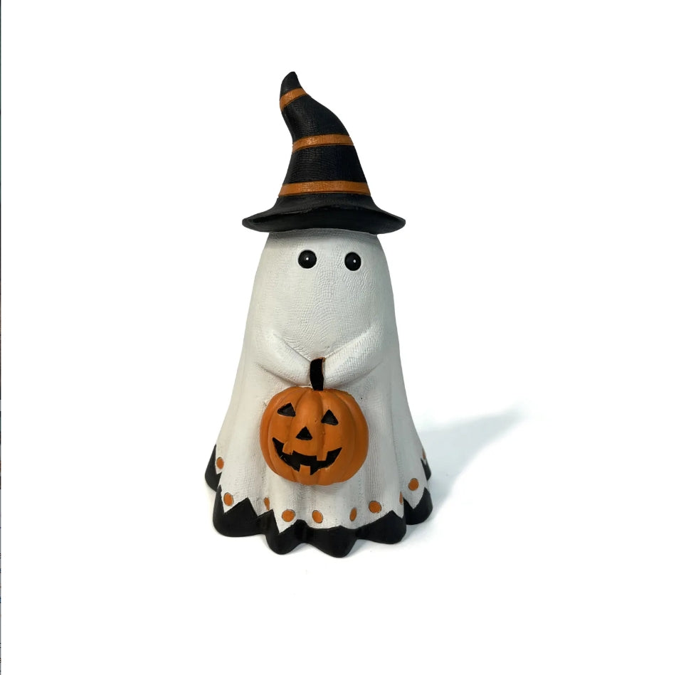 Halloween Ghost Pumpkin Resin Decoration — Festive Seasonal Sculpture